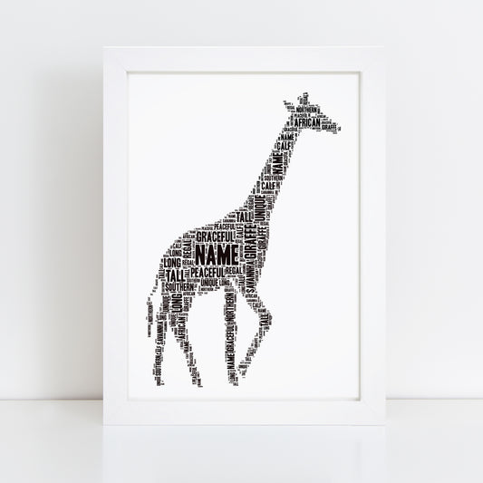 Personalised Giraffe Word Art Print