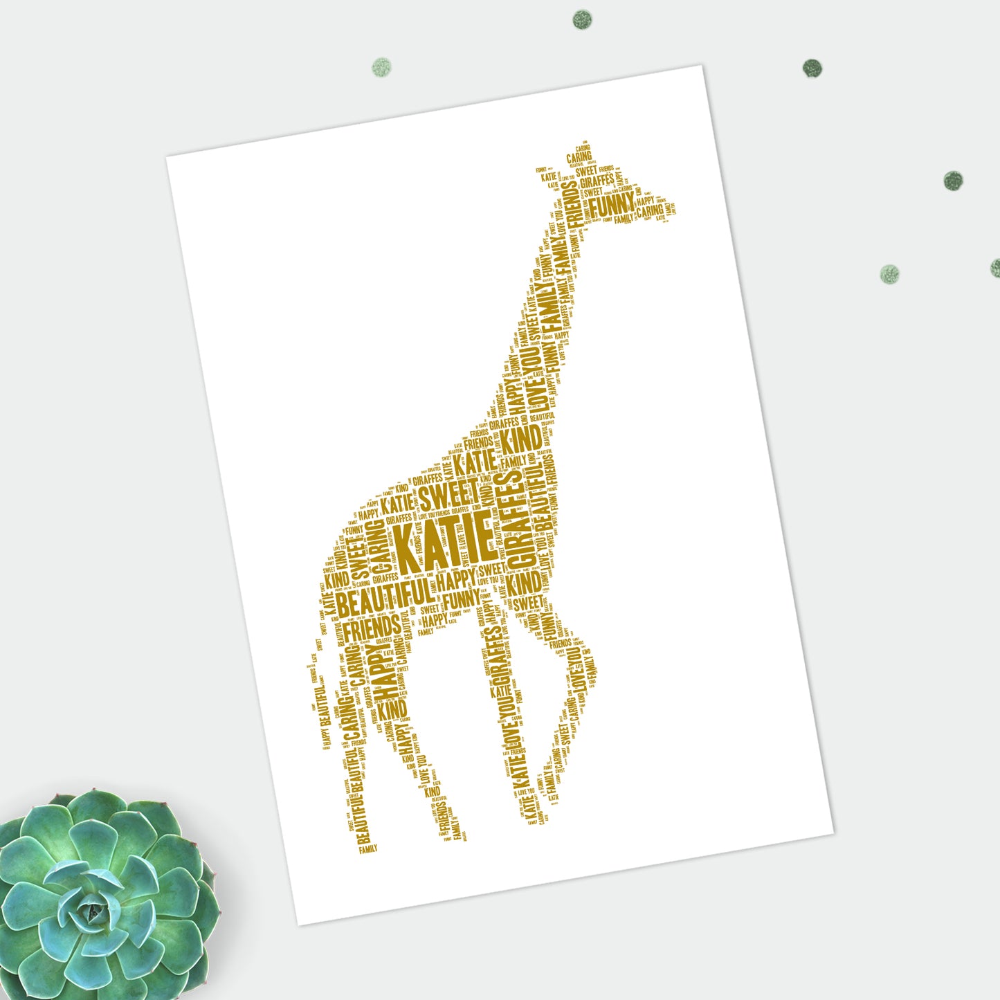 Personalised Giraffe Word Art Print