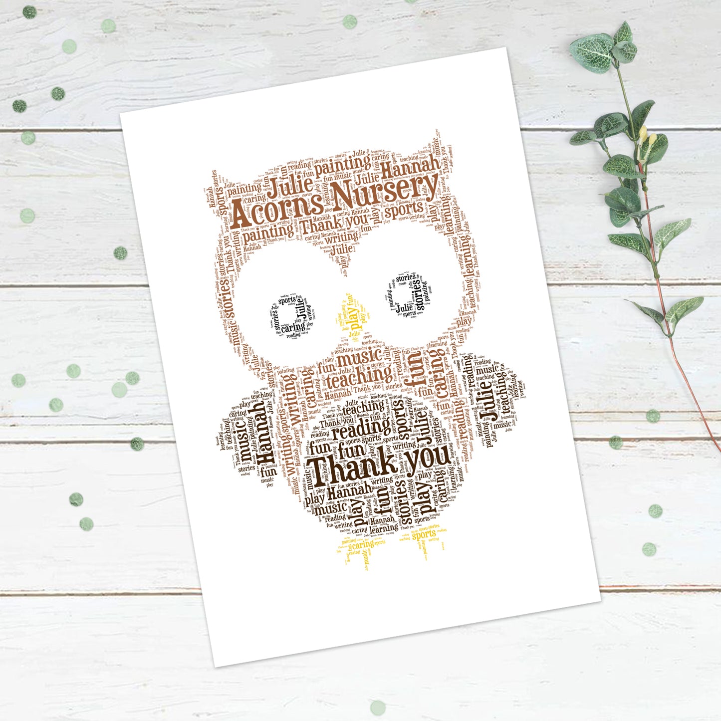 Personalised Owl Word Art Print