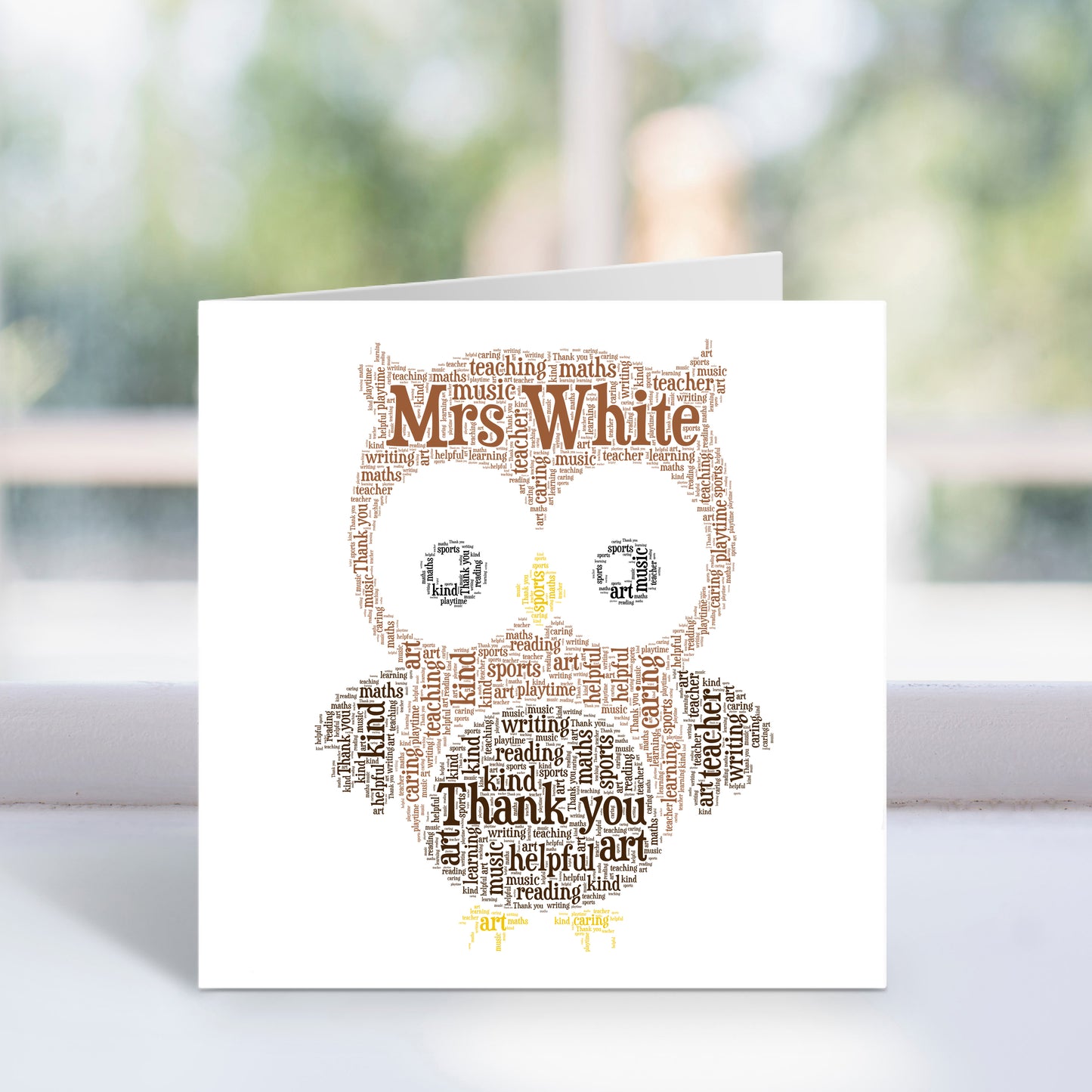 Personalised Owl Word Art Card