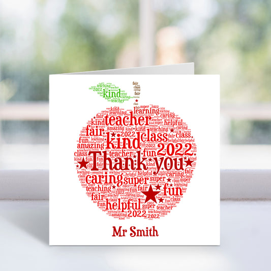 Personalised Apple Word Art Card