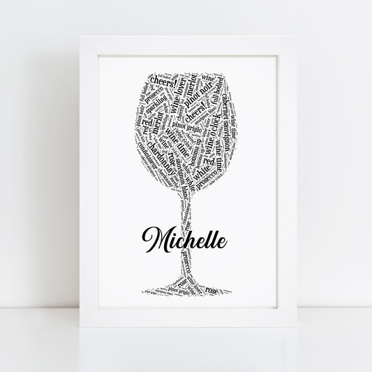 Personalised Wine Glass Word Art Print