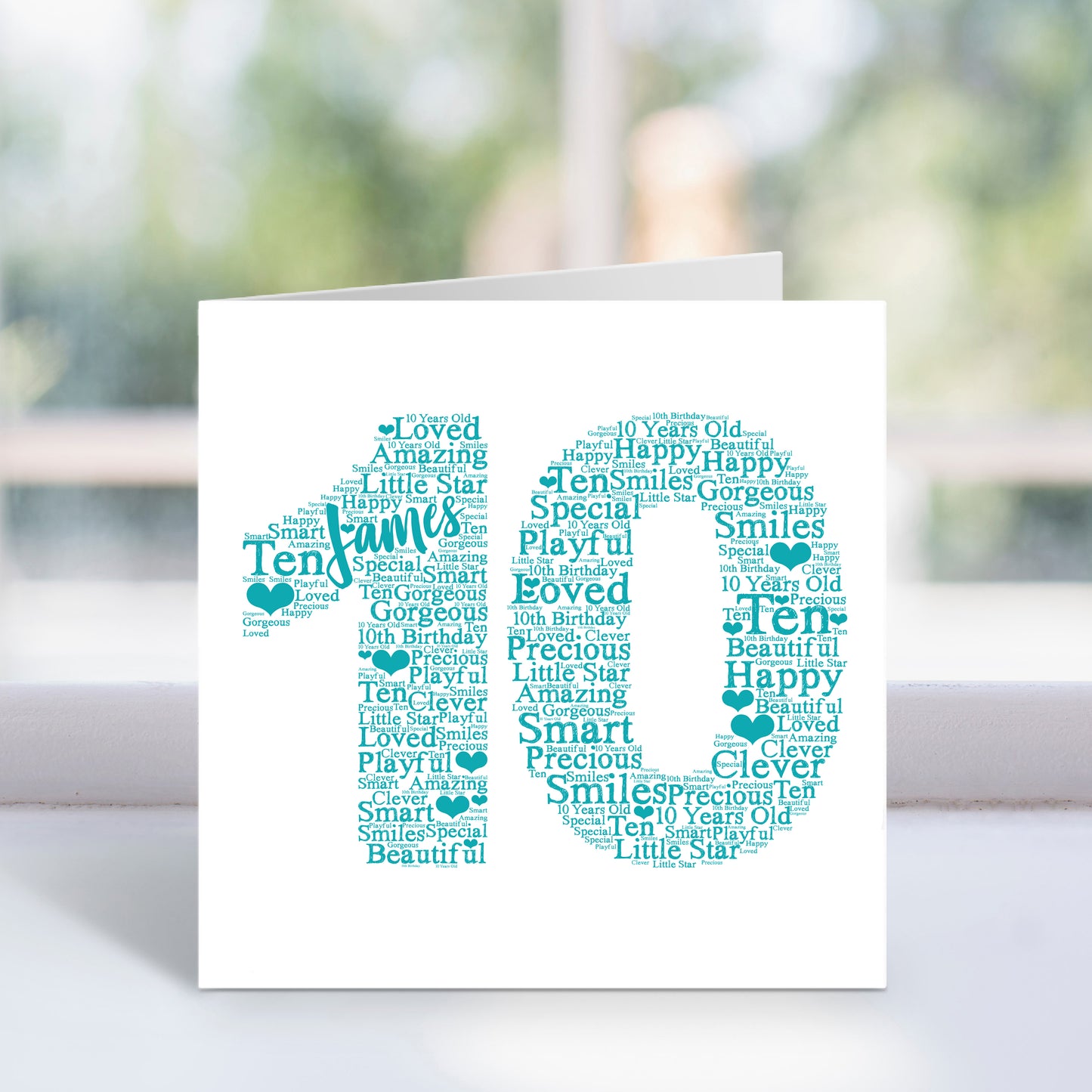 Personalised 10th Birthday Word Art Card