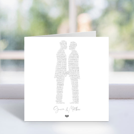 Personalised Wedding Male Couple Word Art Card