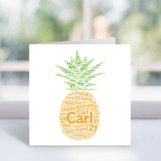 Personalised Pineapple Word Art Card