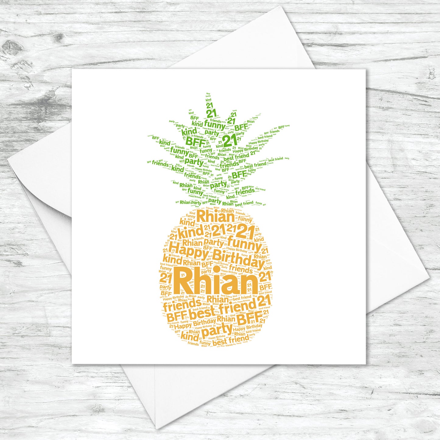 Personalised Pineapple Word Art Card