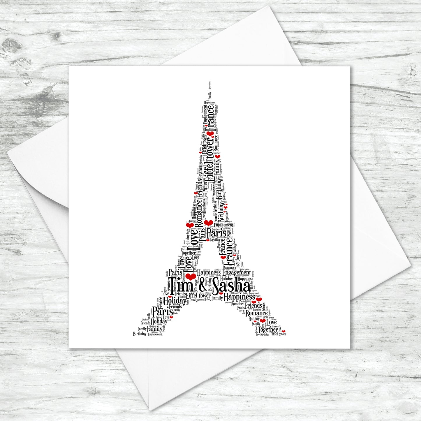 Personalised Eiffel Tower Word Art Card