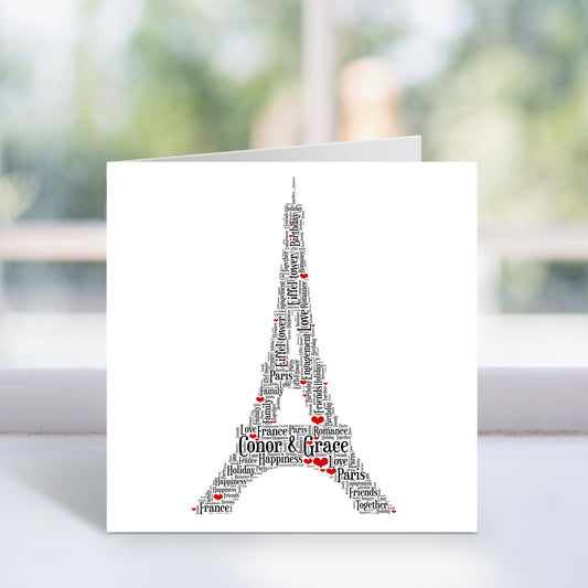 Personalised Eiffel Tower Word Art Card