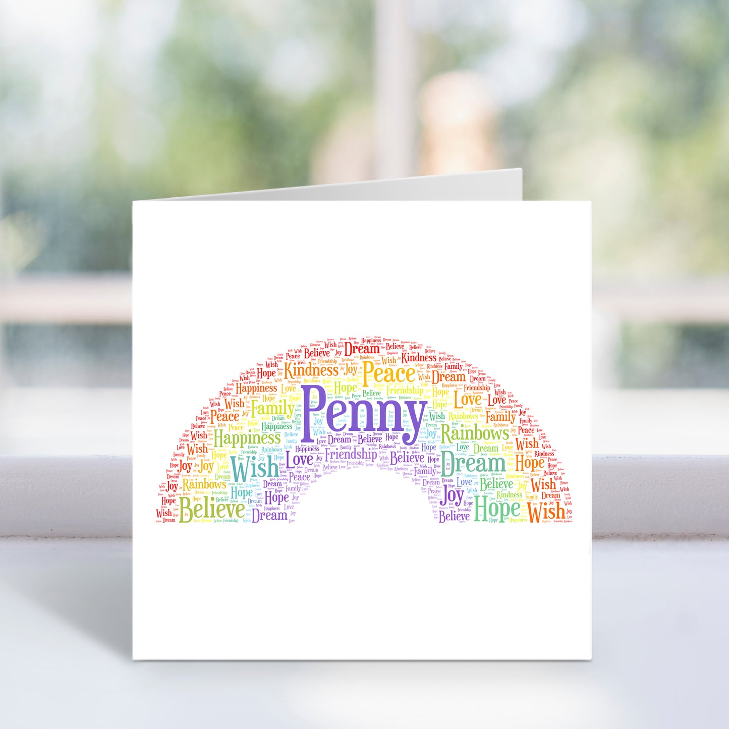 Personalised Rainbow Word Art Card