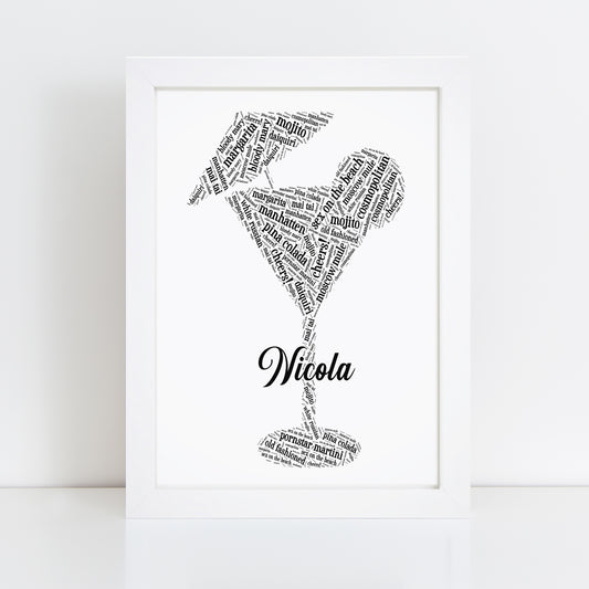 Personalised Cocktail Glass Word Art Print