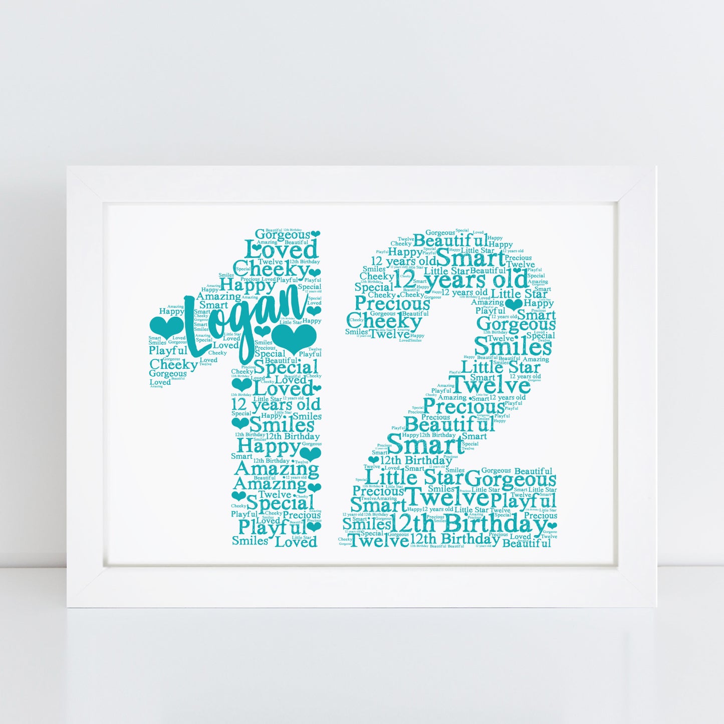 Personalised 12th Birthday Word Art Print