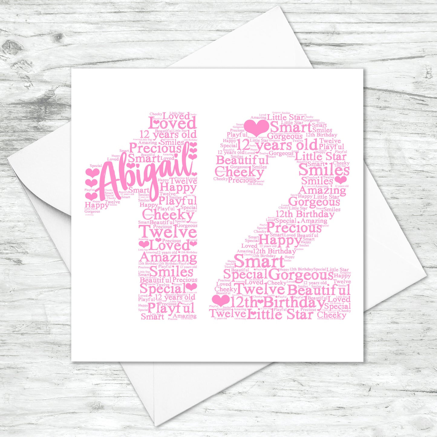 Personalised 12th Birthday Word Art Card