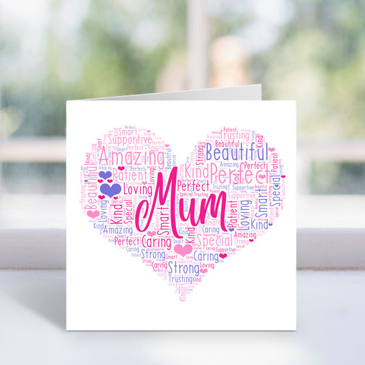 Personalised Mum Word Art Card