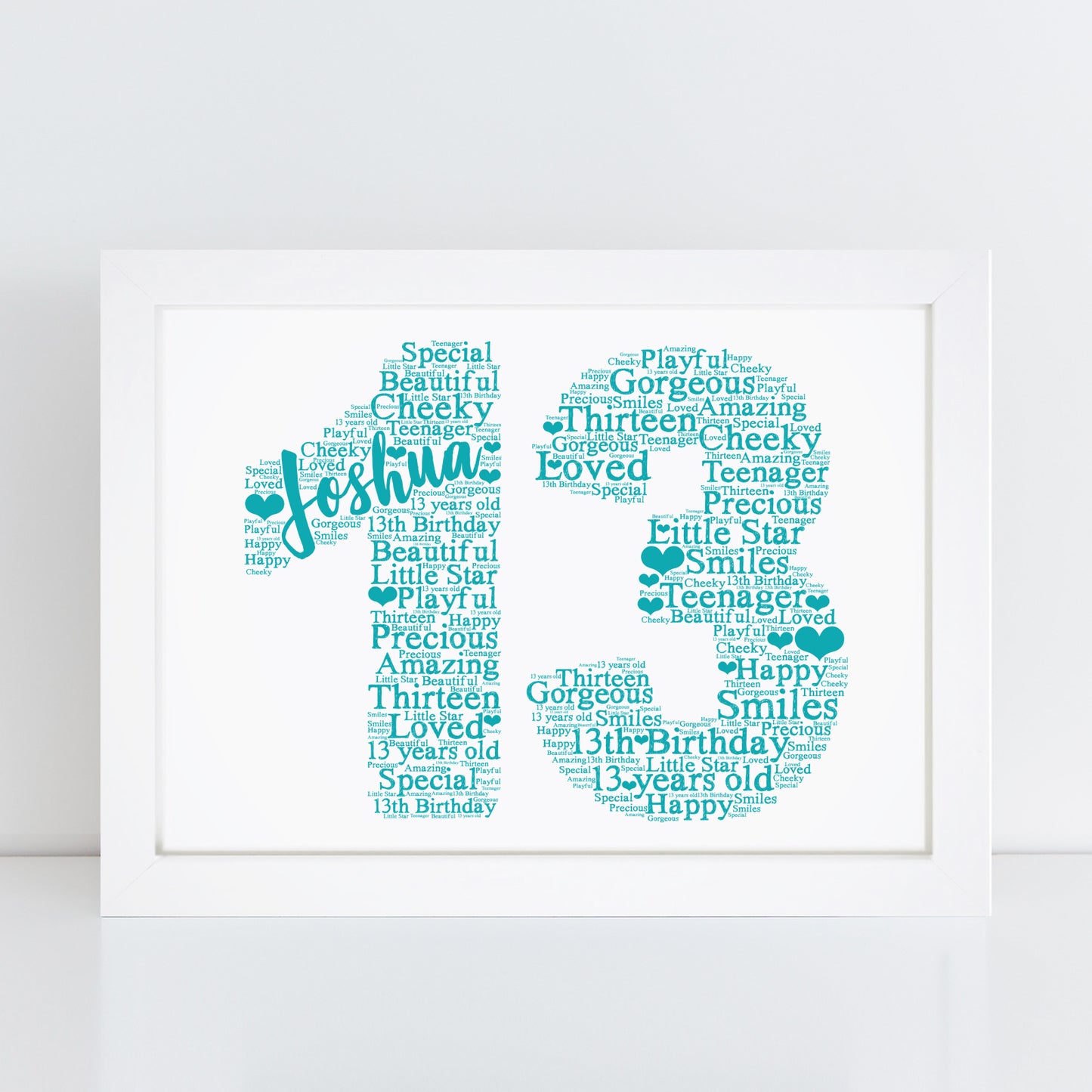 Personalised 13th Birthday Word Art Print