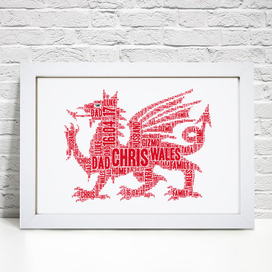 Personalised Welsh Dragon Word Art Print