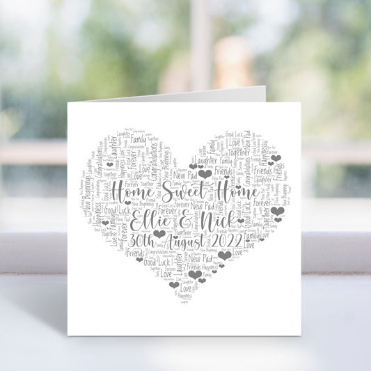 Personalised New Home Word Art Card