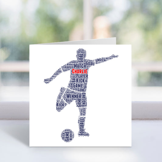Personalised Football Player Word Art Card
