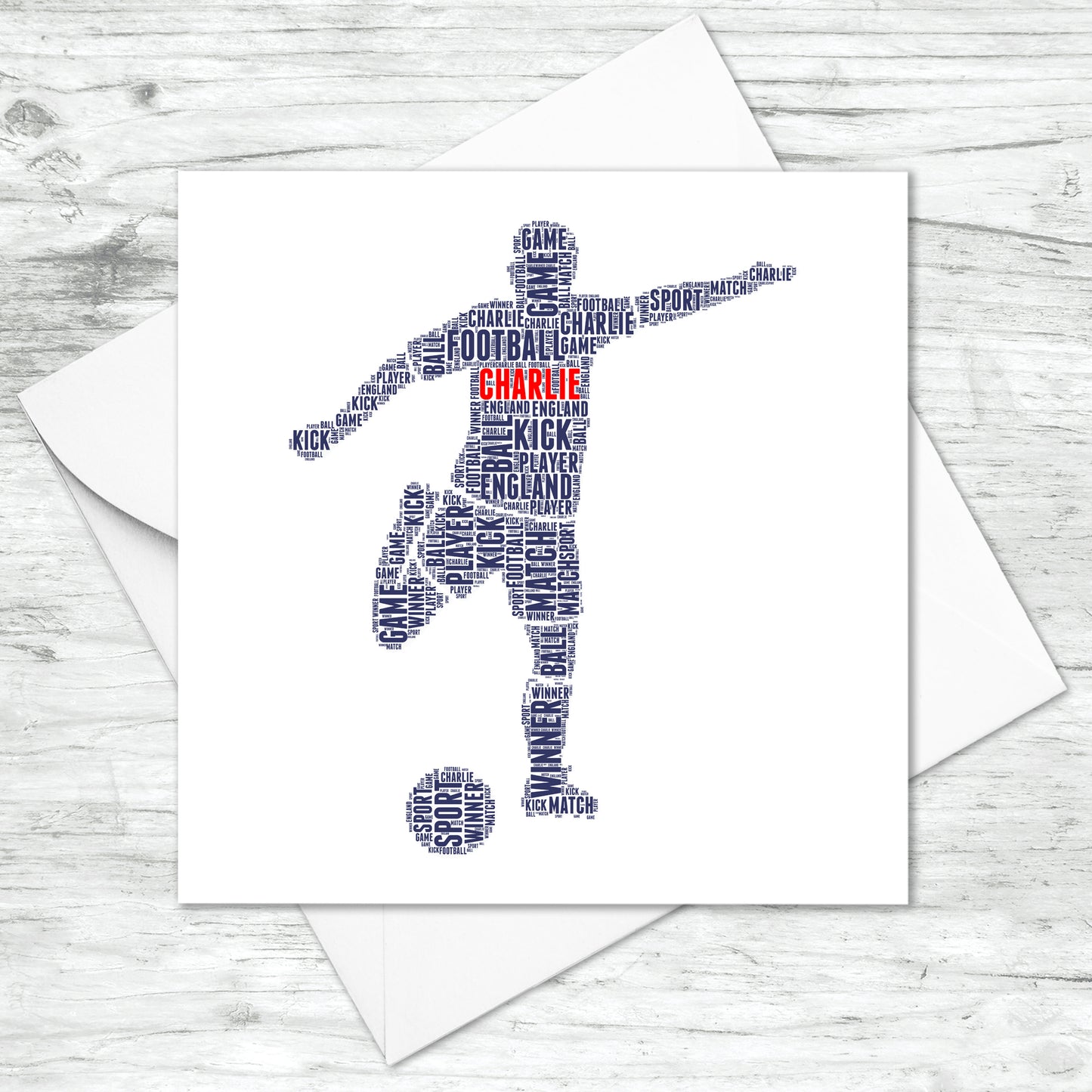 Personalised Football Player Word Art Card