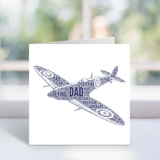 Personalised Spitfire Aircraft Plane Word Art Card