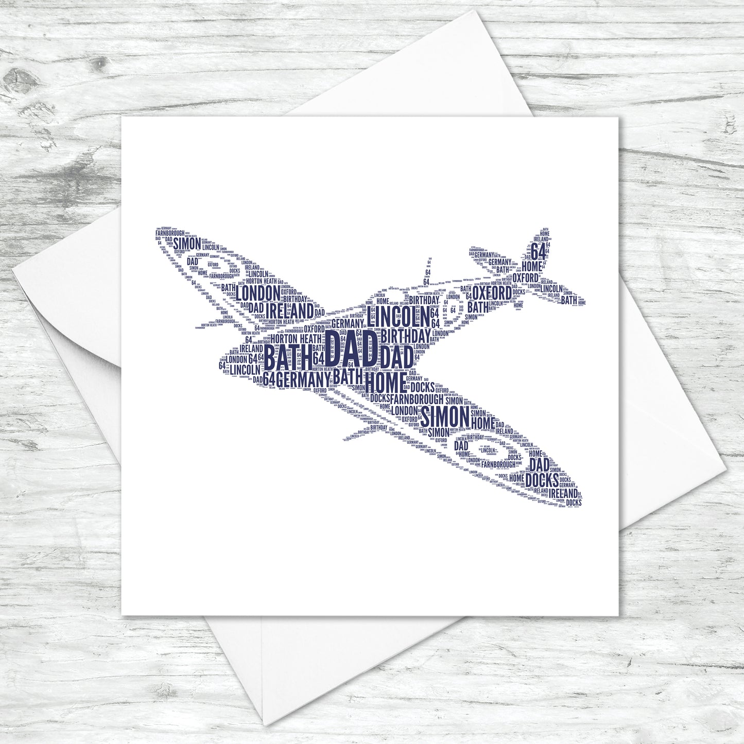 Personalised Spitfire Aircraft Plane Word Art Card