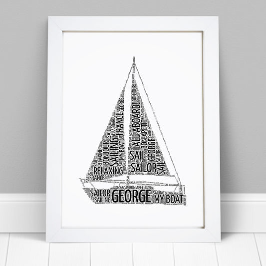 Personalised Sail Boat Word Art Print