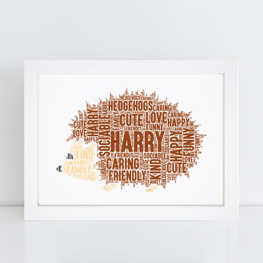 Personalised Hedgehog Word Art Print
