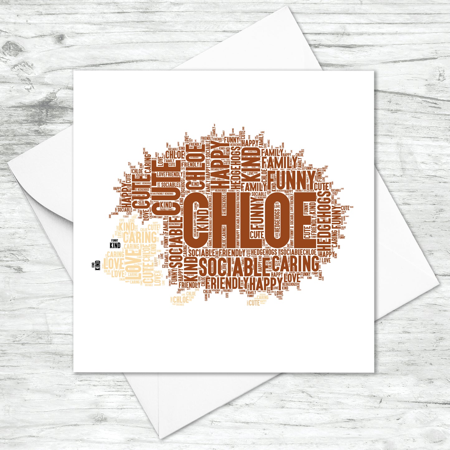 Personalised Hedgehog Word Art Card