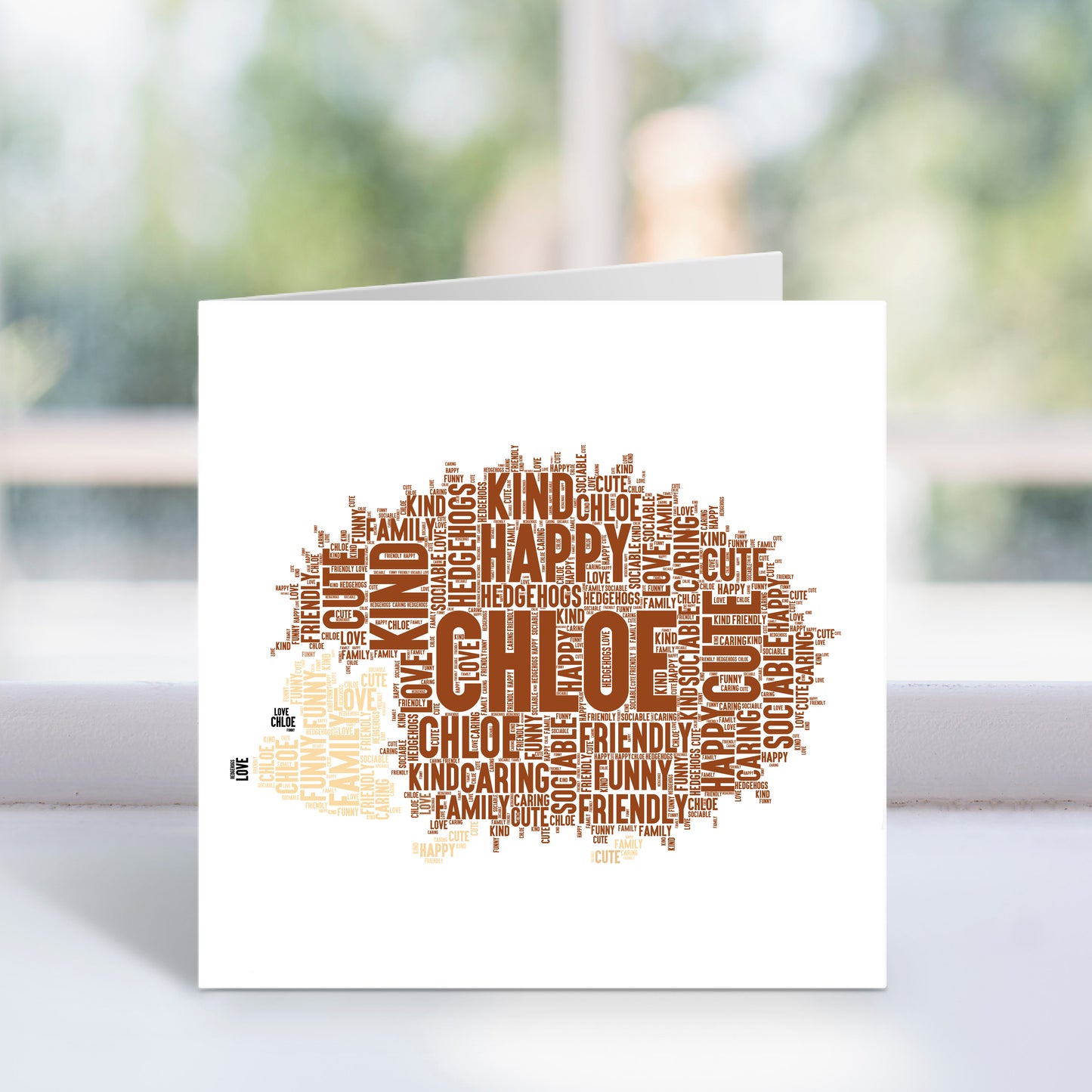 Personalised Hedgehog Word Art Card