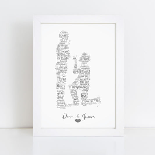 Personalised Same Gender Male Couple Word Art Print