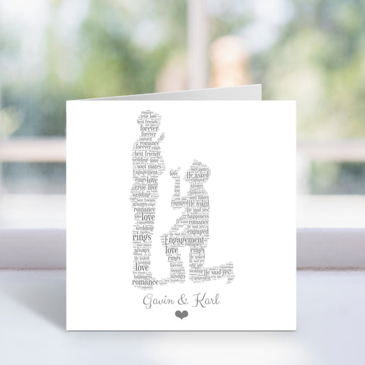 Personalised Same Gender Male Couple Word Art Card