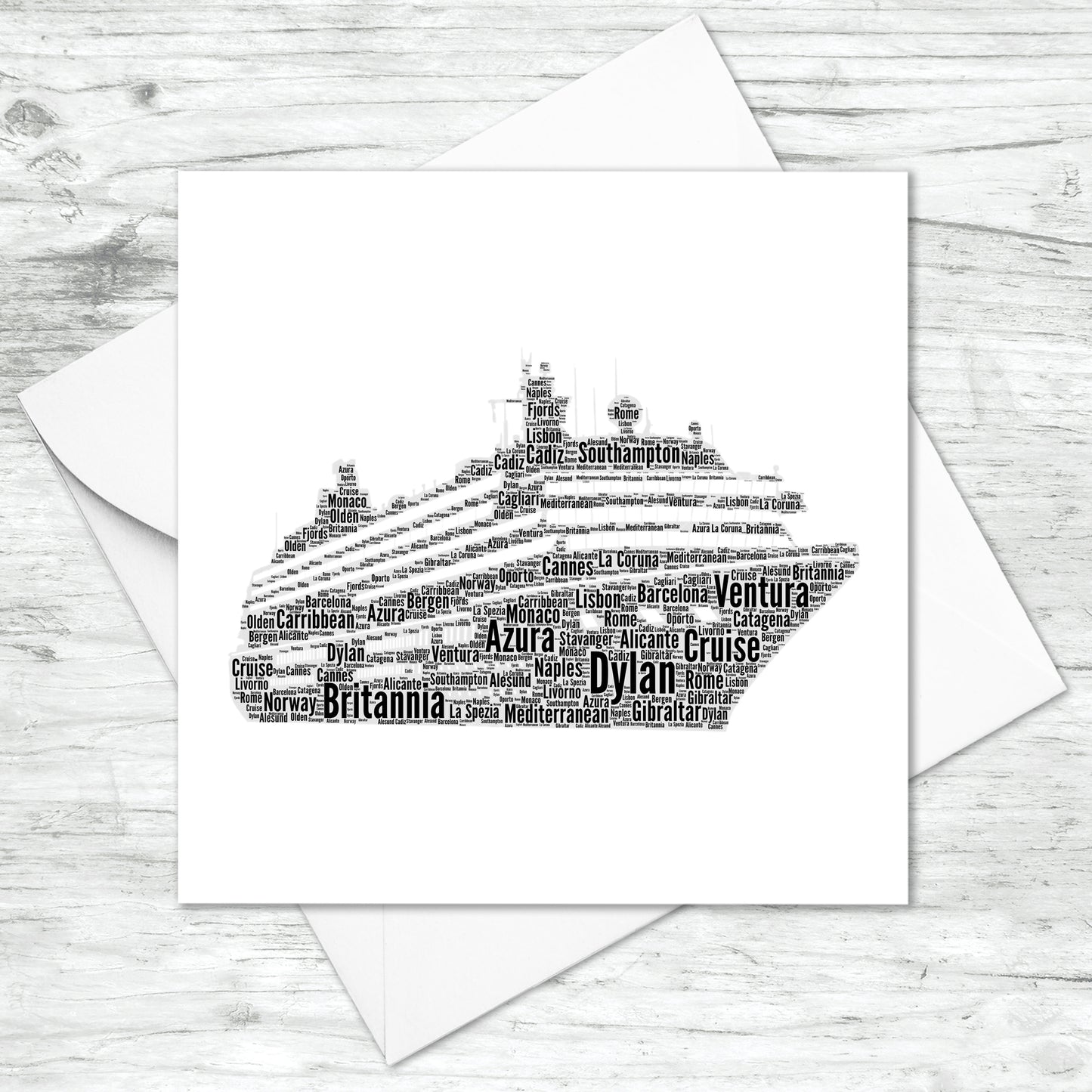 Personalised Cruise Ship Word Art Card