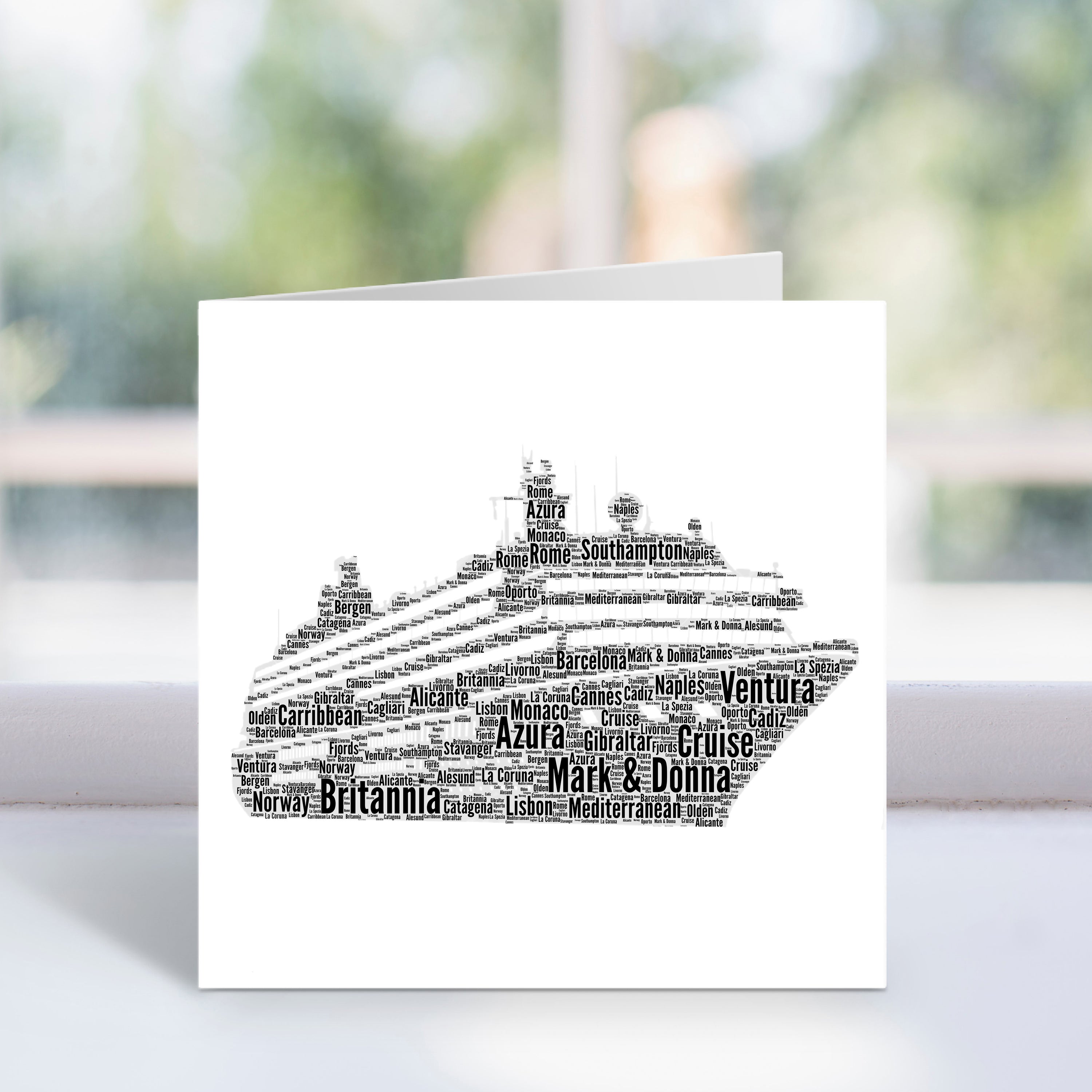 Personalised Cruise Ship Word Art Card – Violet Grace