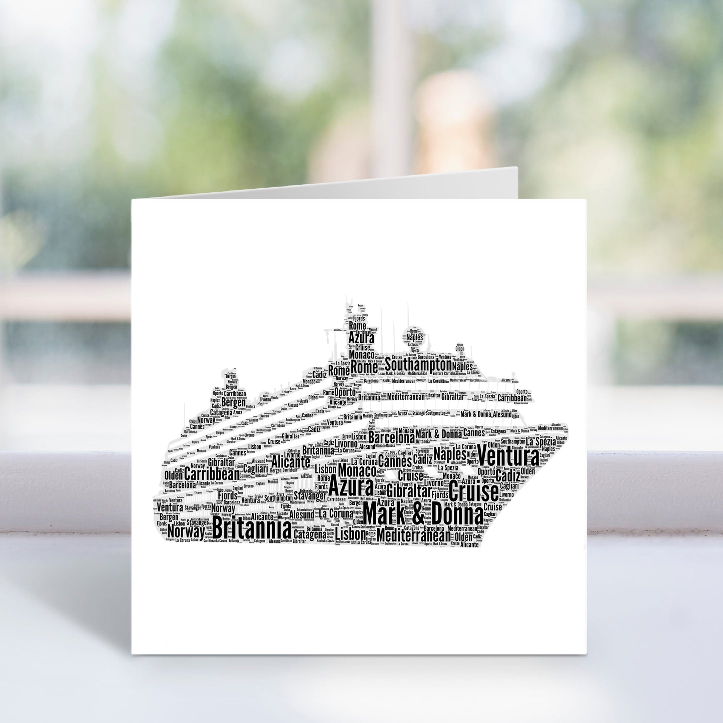 Personalised Cruise Ship Word Art Card