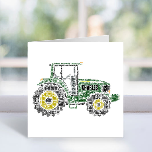 Personalised Farm Tractor Word Art Card