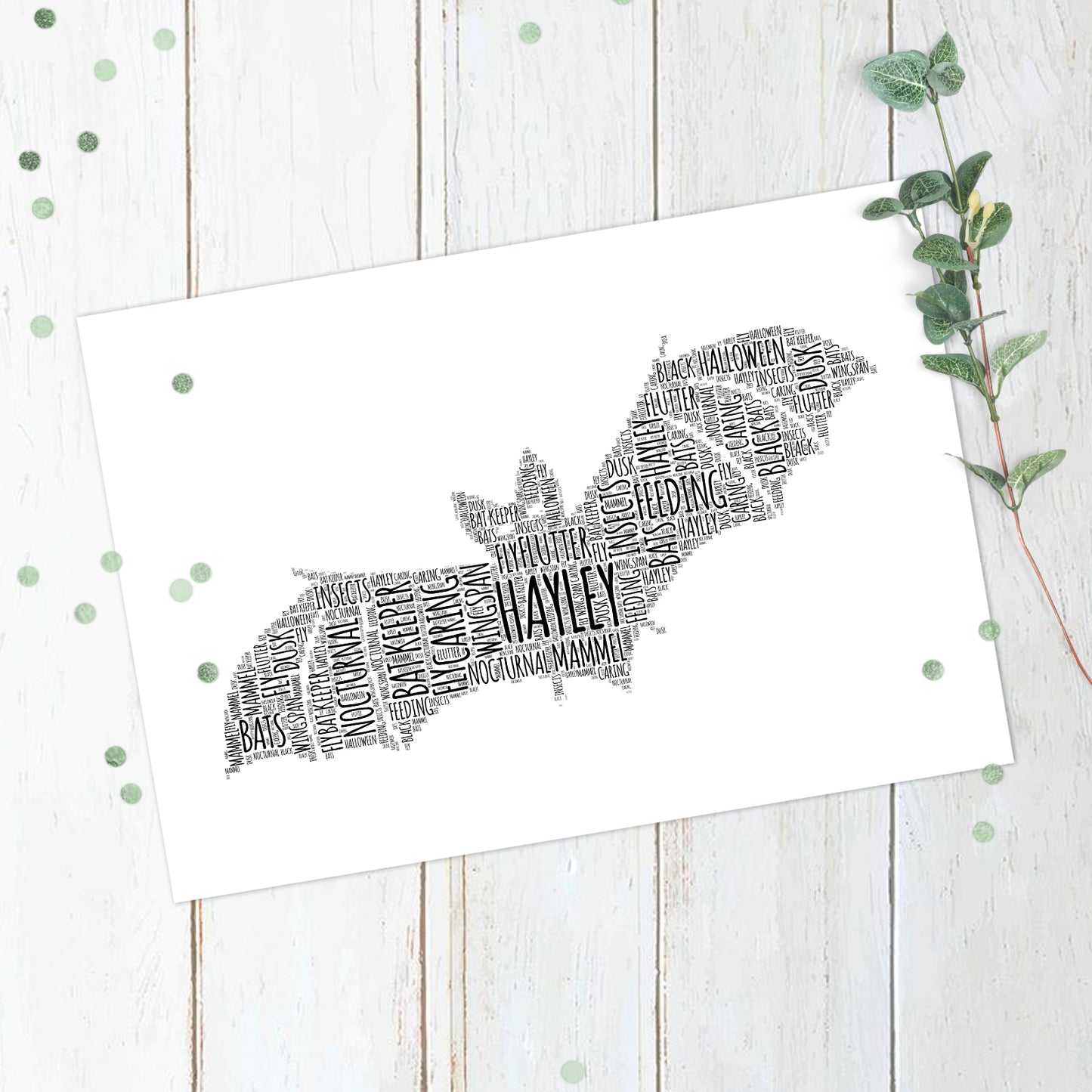 Personalised Bat Word Art Print