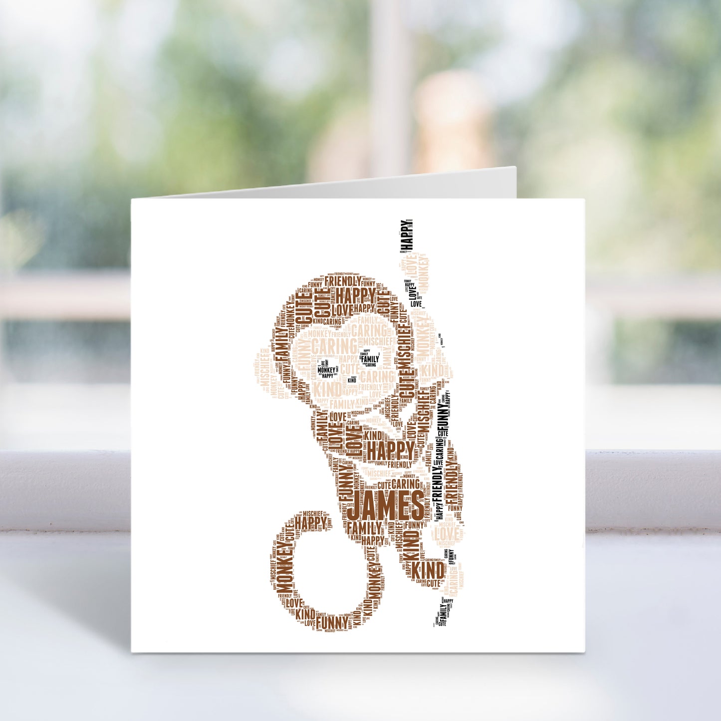 Personalised Monkey Word Art Card