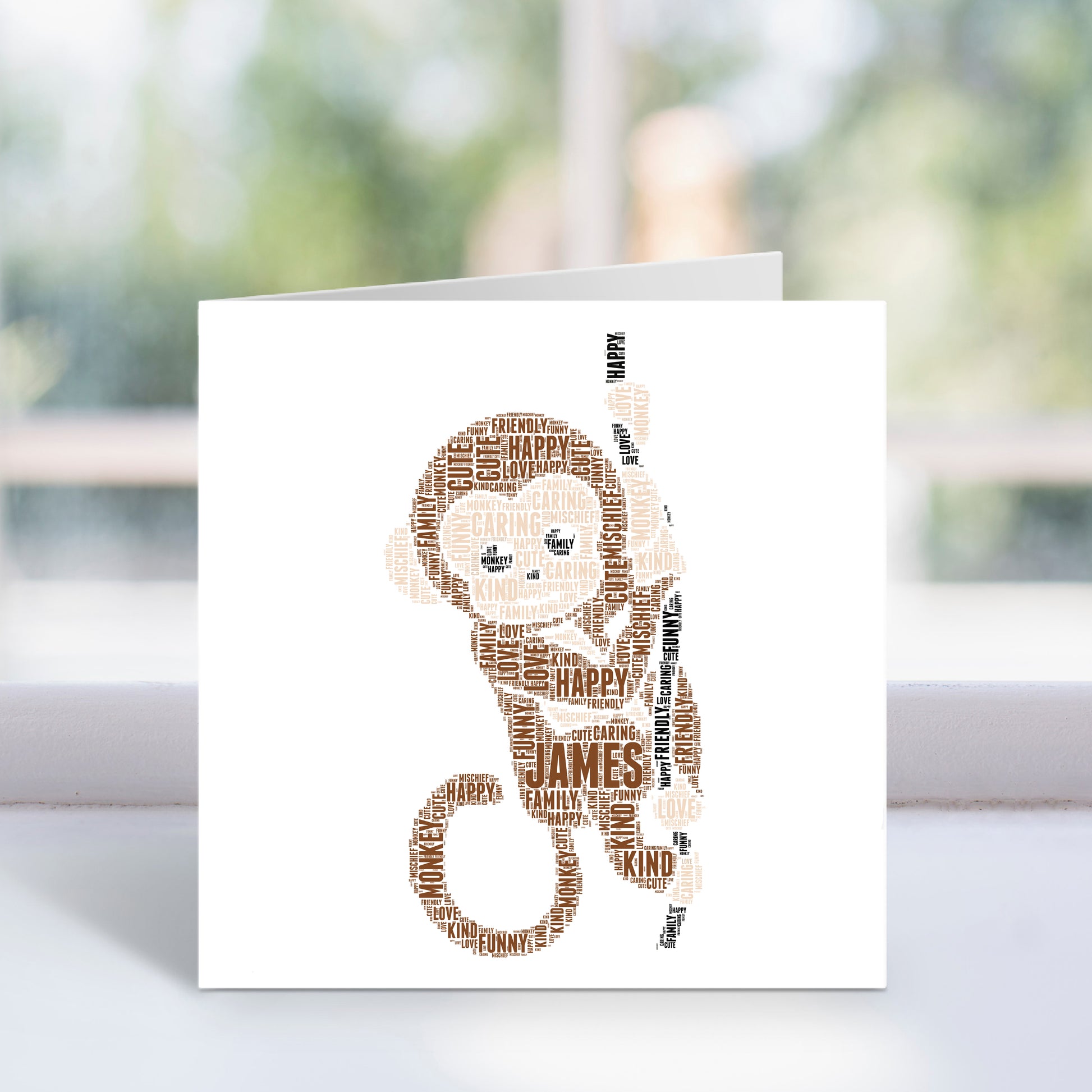 Personalised Monkey Word Art Card – Violet Grace