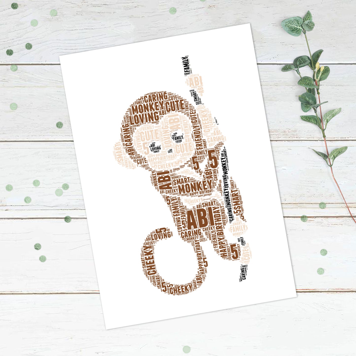 Personalised Monkey Word Art Print