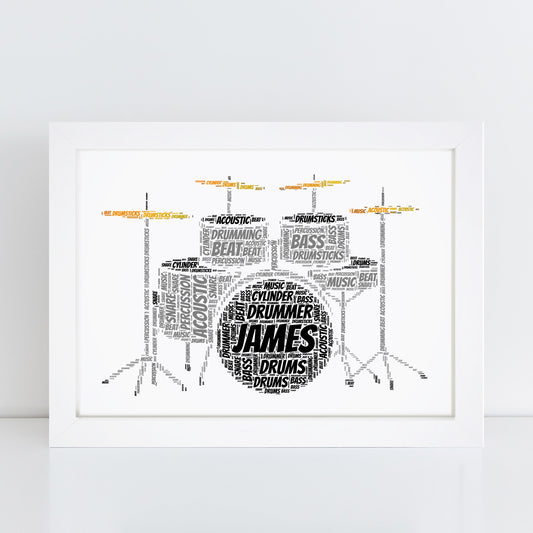 Personalised Drum Kit Word Art Print