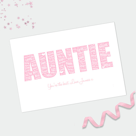 Personalised Auntie Word Art Print