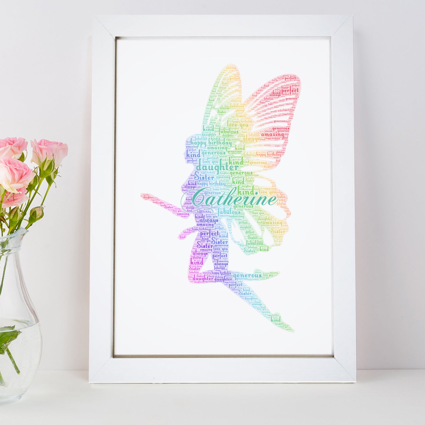 Personalised Rainbow Fairy Word Art Print