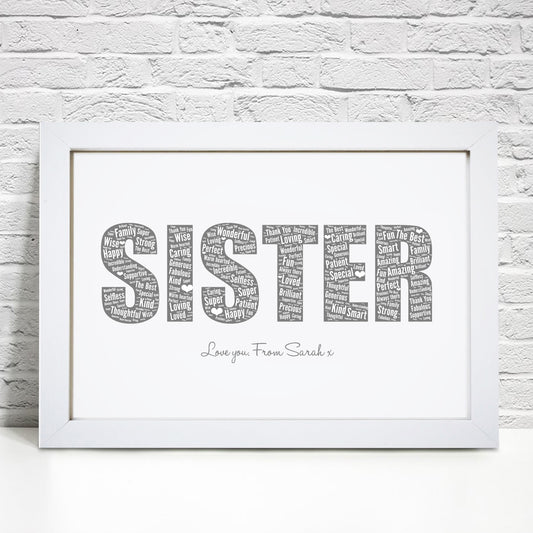 Personalised Sister Word Art Print