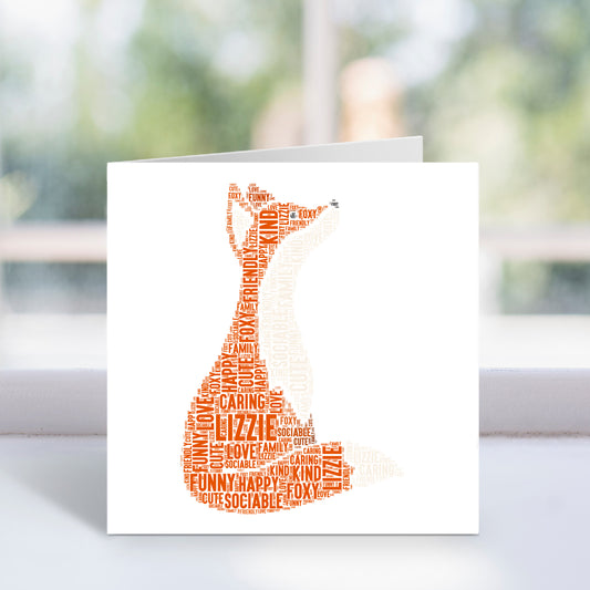 Personalised Fox Word Art Card