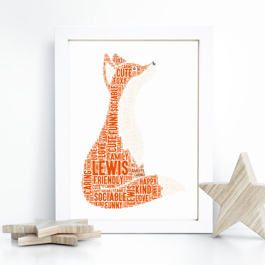Personalised Fox Word Art Print