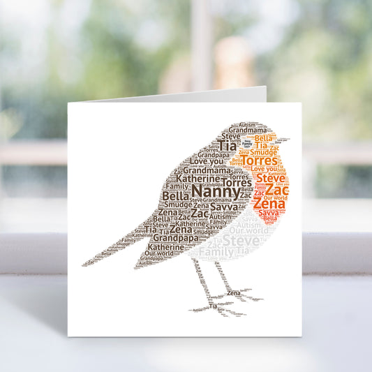 Personalised Robin Word Art Card