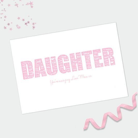 Personalised Daughter Word Art Print