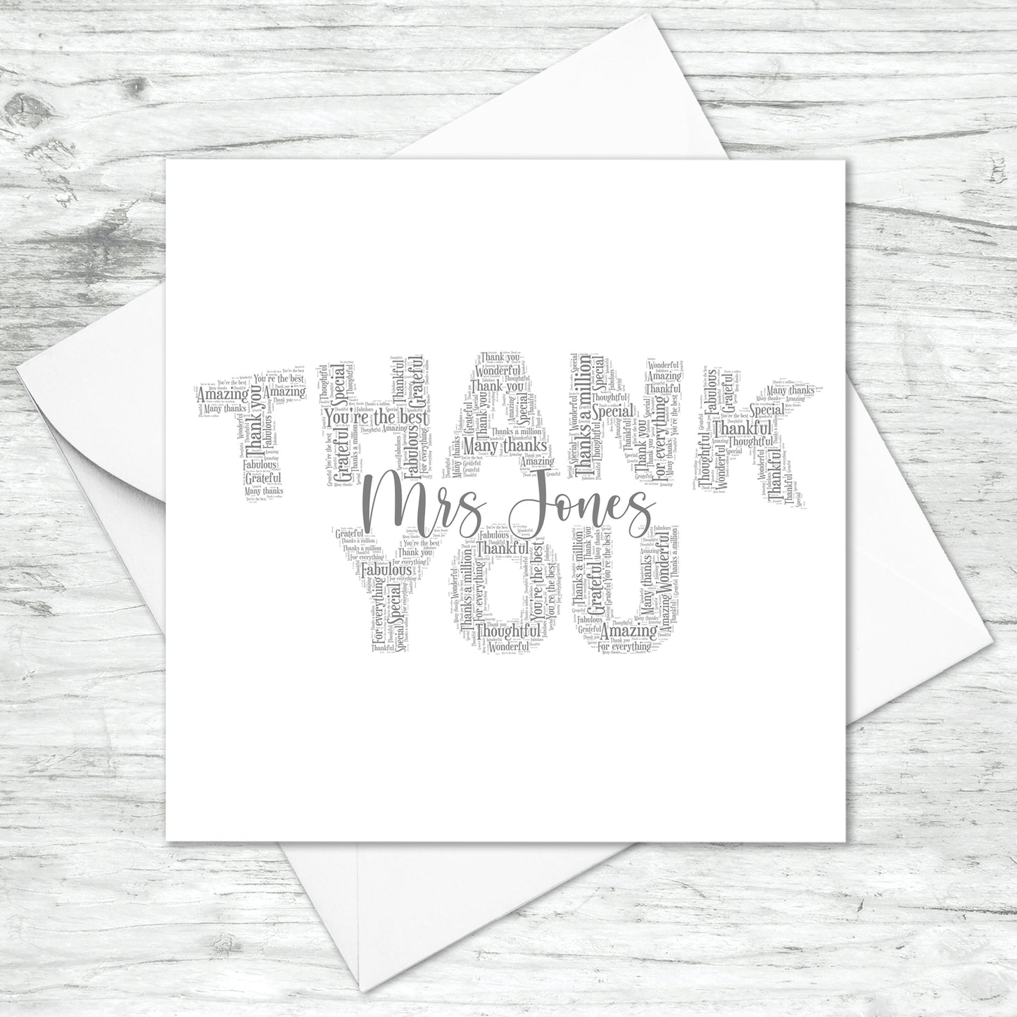 Personalised Thank You Word Art Card