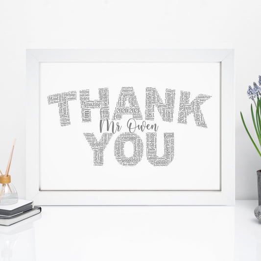 Personalised Thank You Word Art Print