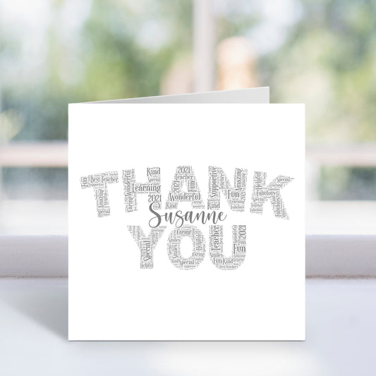 Personalised Thank You Word Art Card