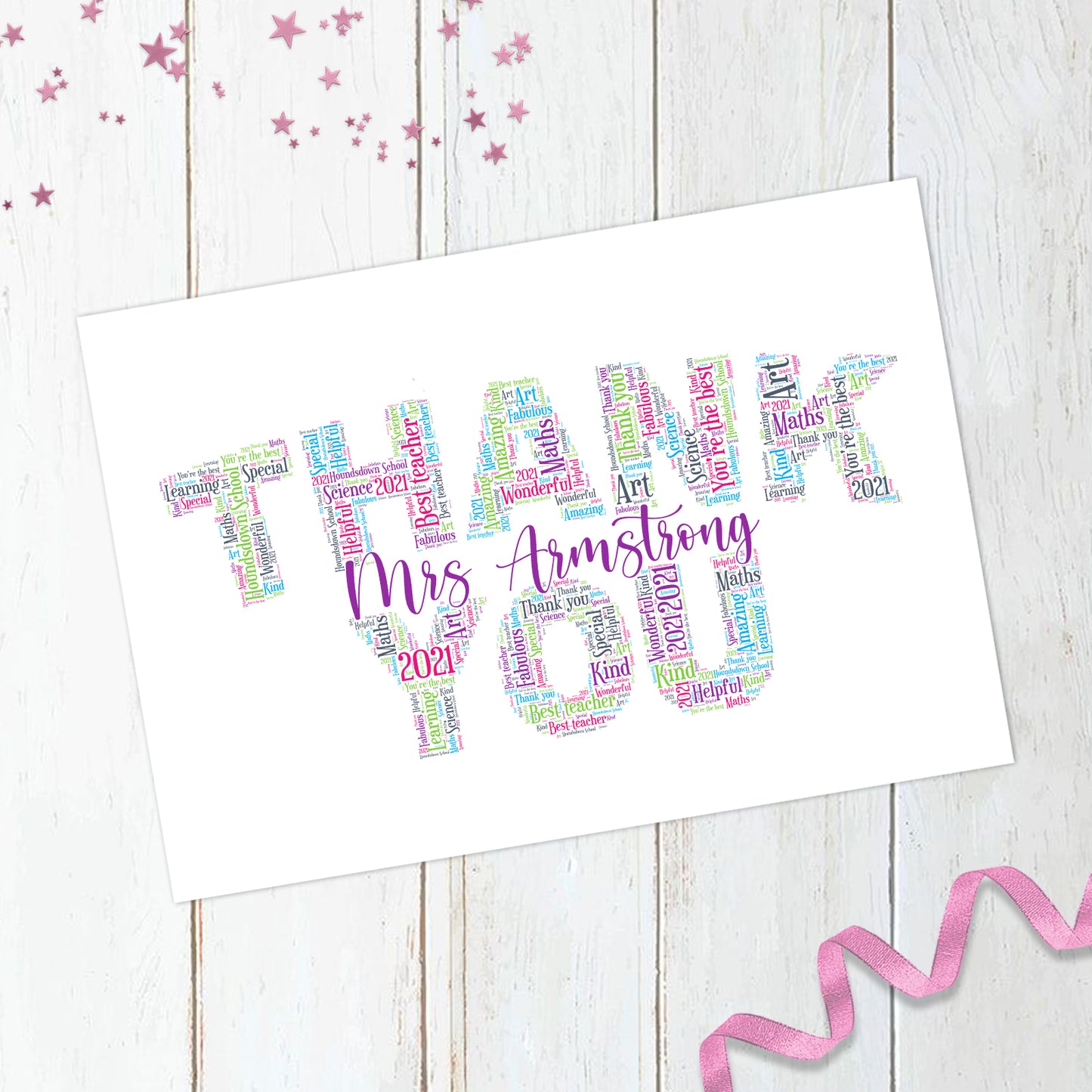Personalised Thank You Word Art Print